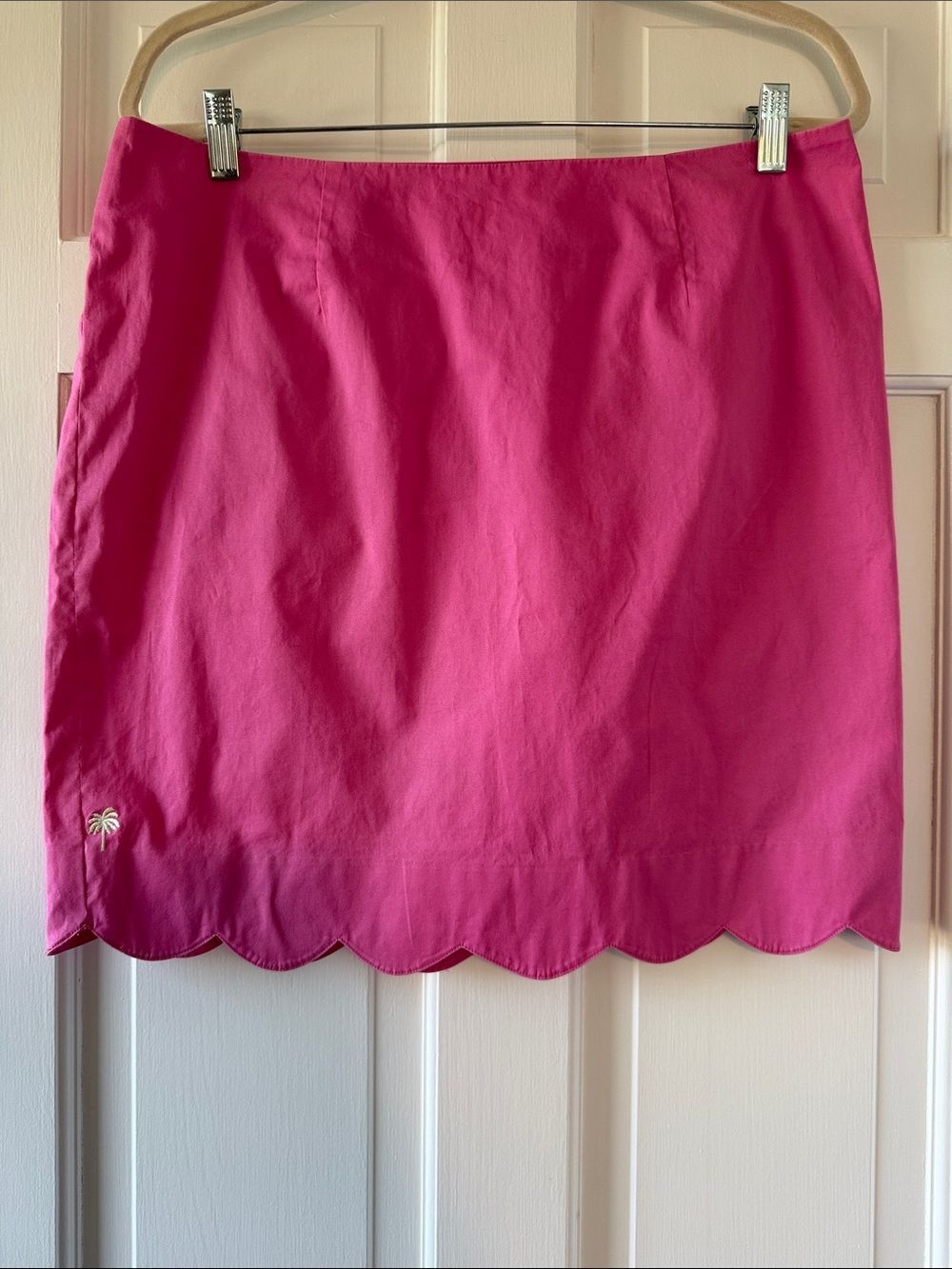 Lilly Pulitzer Scalloped Hem Mini Skirt Bright Pink Cotton Size 12 Preppy Beachy